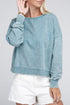 French Terry Acid Wash Boat Neck Pullover
