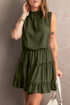 Tie Neck Frill Trim Sleeveless Mini Dress