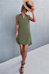 Buttoned Johnny Collar Sleeveless Dress