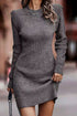 Rib-Knit Round Neck Sweater Dress