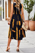 Printed Round Neck Slit Sleeveless Dress