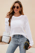 Round Neck Openwork Dropped Shoulder Knit Top