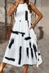 Printed Sleeveless Midi Dress with Pocket