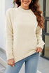 Waffle-Knit Round Neck Reglan Sleeve Sweater
