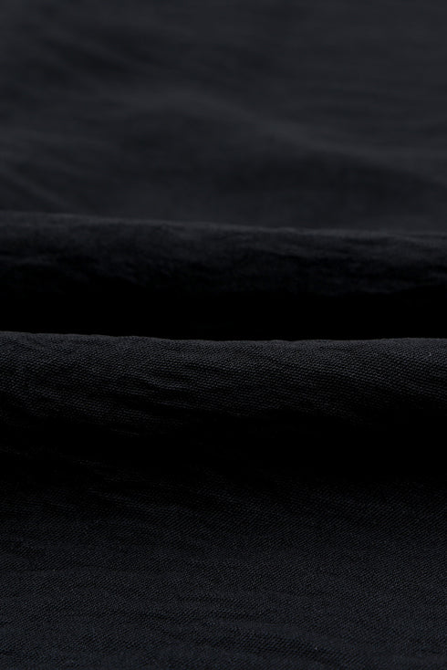 Textured Johnny Collar Three-Quarter Sleeve Blouse