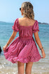 Polka Dot Square Neck Smocked Waist Dress Mini Ruffle