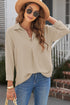 Textured Johnny Collar Three-Quarter Sleeve Blouse