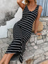 Striped Side Slit Sleeveless Midi Dress