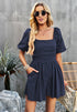 Square Neck Short Sleeve Smocked Romper