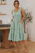 Smocked Waist Sleeveless Tiered Dress with Pockets