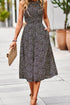 Printed Round Neck Slit Sleeveless Dress