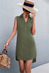 Buttoned Johnny Collar Sleeveless Dress
