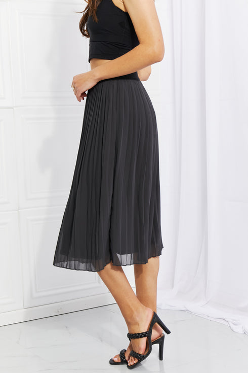 Zenana Romantic At Heart Pleated Chiffon Midi Skirt